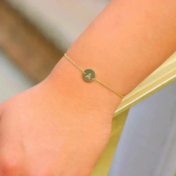 ▶ ENGRAVED PERSONALIZED CHARM- A to Z GOLD INITIAL BRACELET GIRL TEEN, ELDM22240
